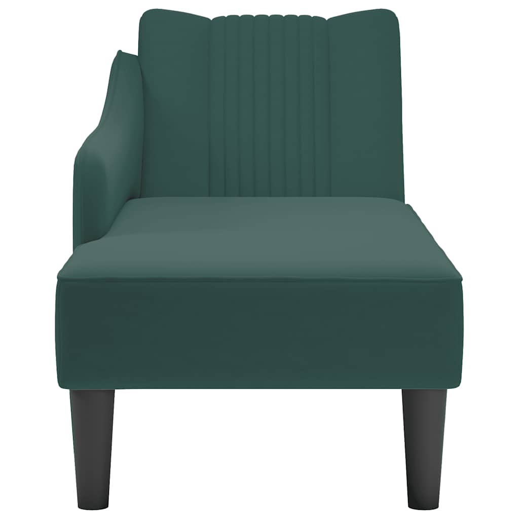 vidaXL Sezlong cu cotiera dreapta catifea verde inchis vidaXL Sezlong cu cotiera dreapta catifea verde inchis