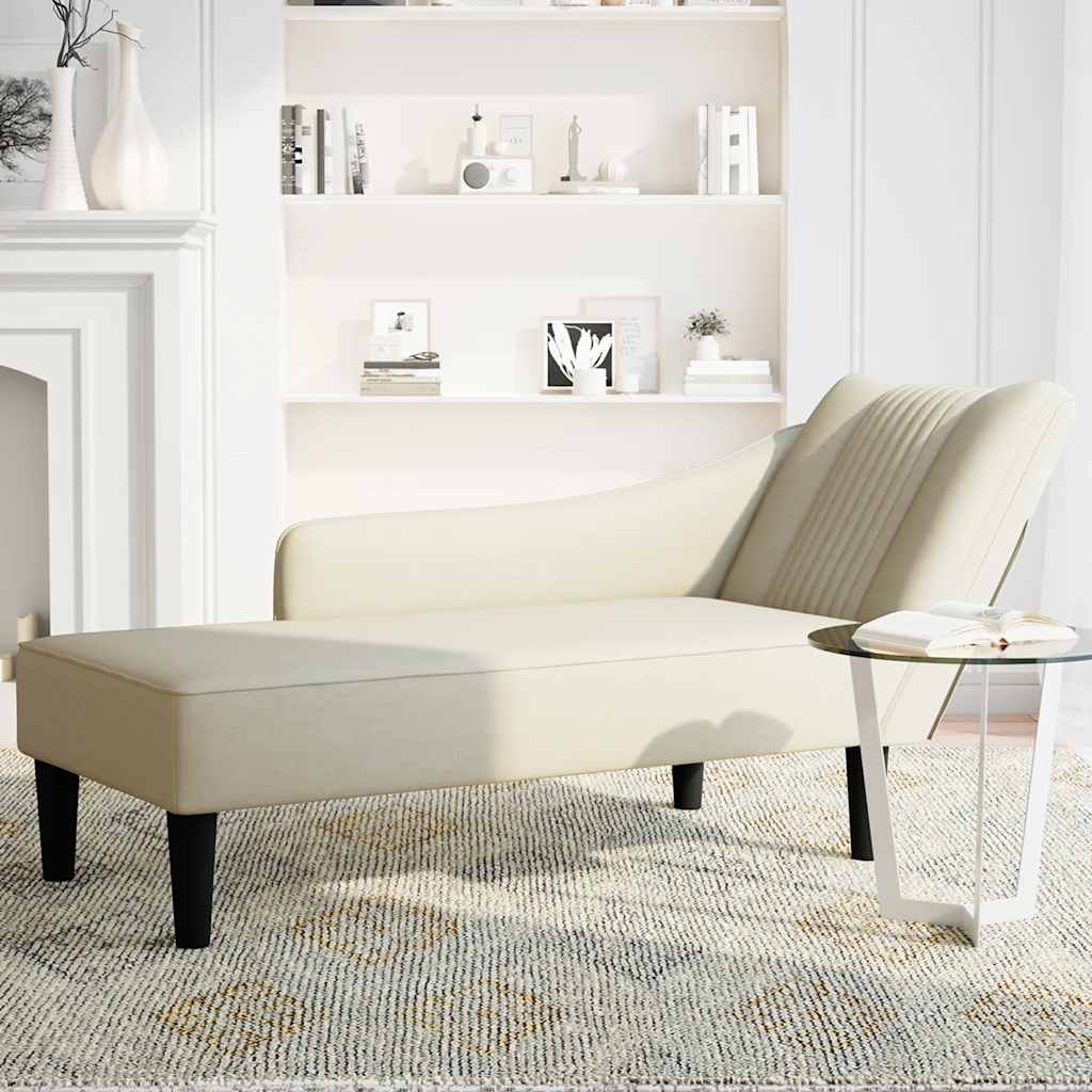 vidaXL Sezlong cu cotiera dreapta catifea crem vidaXL Sezlong cu cotiera dreapta catifea crem