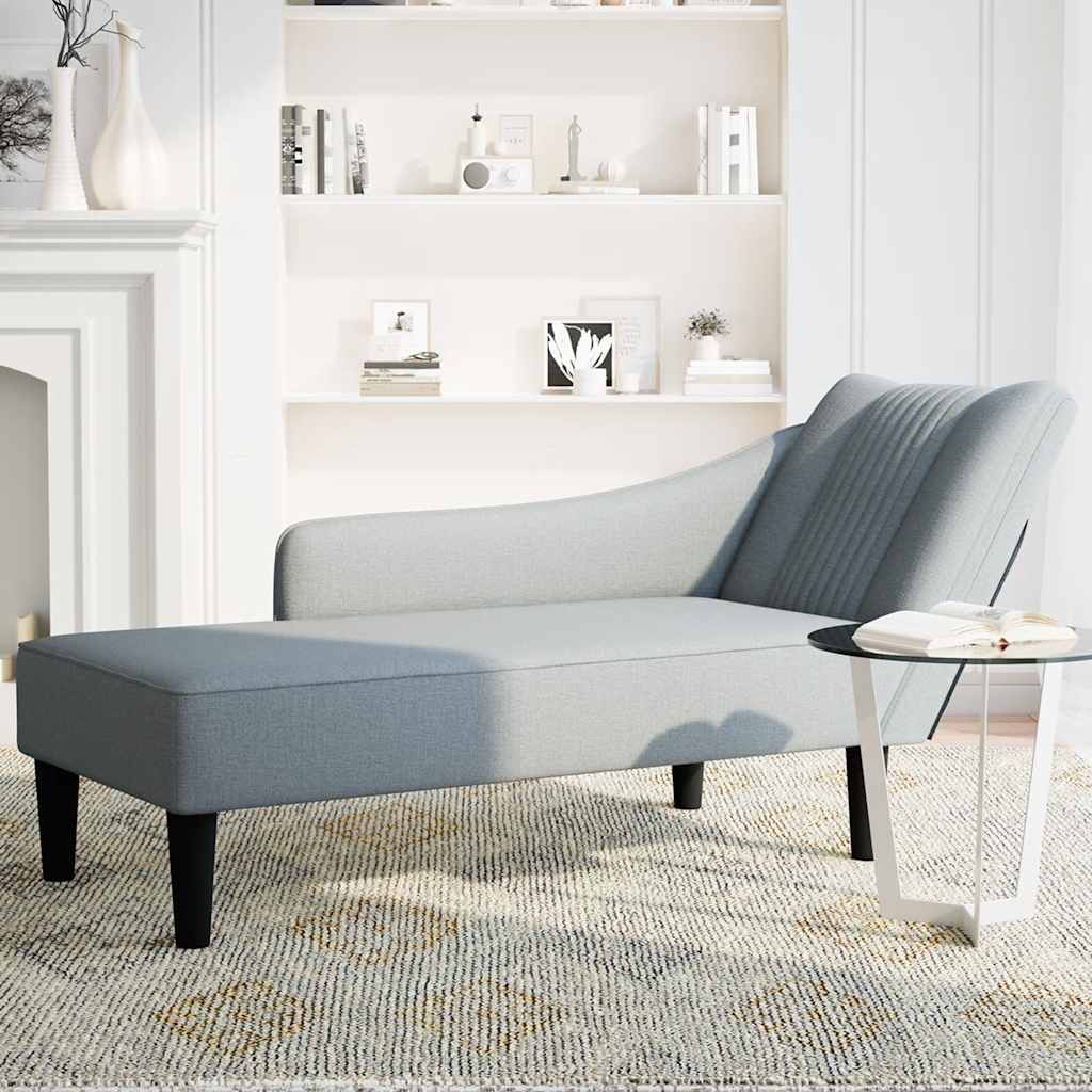 vidaXL Sezlong cu cotieră dreaptă din material gri deschis vidaXL Sezlong cu cotieră dreaptă din material gri deschis