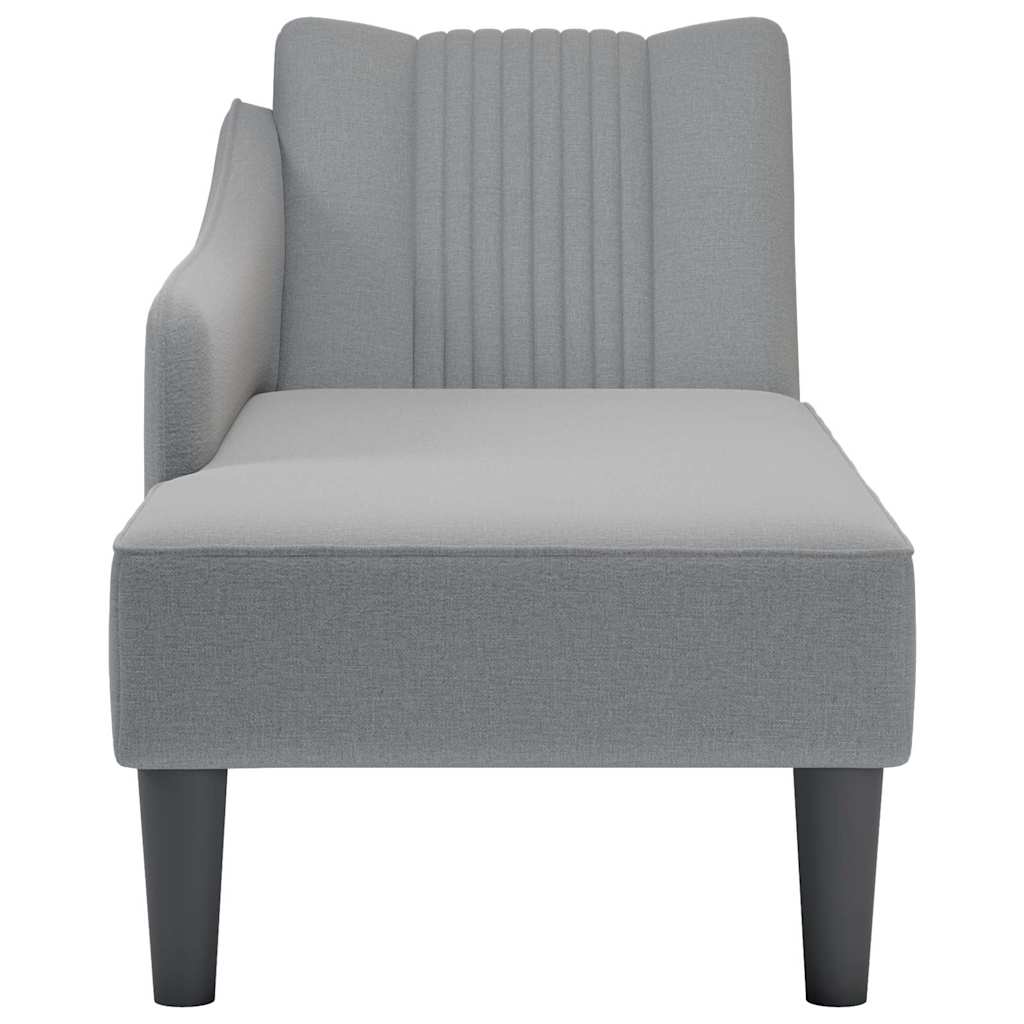 vidaXL Sezlong cu cotieră dreaptă din material gri deschis vidaXL Sezlong cu cotieră dreaptă din material gri deschis