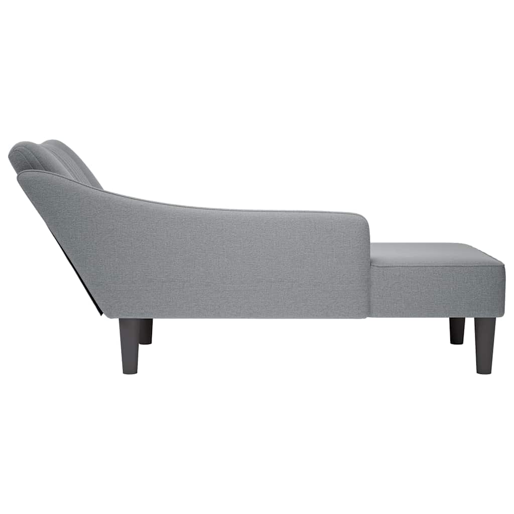 vidaXL Sezlong cu cotieră dreaptă din material gri deschis vidaXL Sezlong cu cotieră dreaptă din material gri deschis
