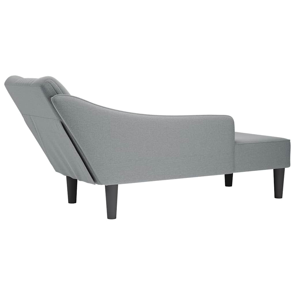 vidaXL Sezlong cu cotieră dreaptă din material gri deschis vidaXL Sezlong cu cotieră dreaptă din material gri deschis