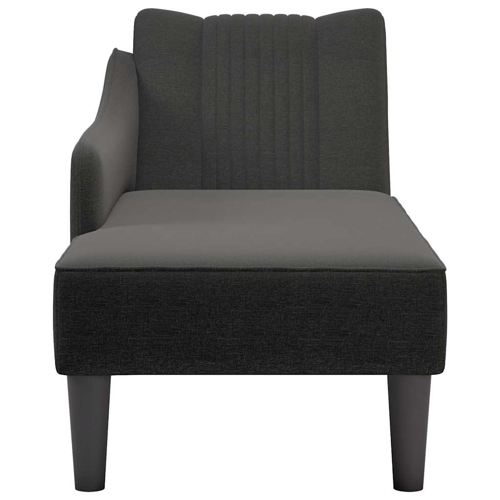 vidaXL Sezlong cu cotieră dreaptă din material negru vidaXL Sezlong cu cotieră dreaptă din material negru