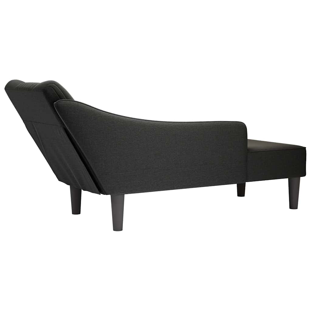 vidaXL Sezlong cu cotieră dreaptă din material negru vidaXL Sezlong cu cotieră dreaptă din material negru