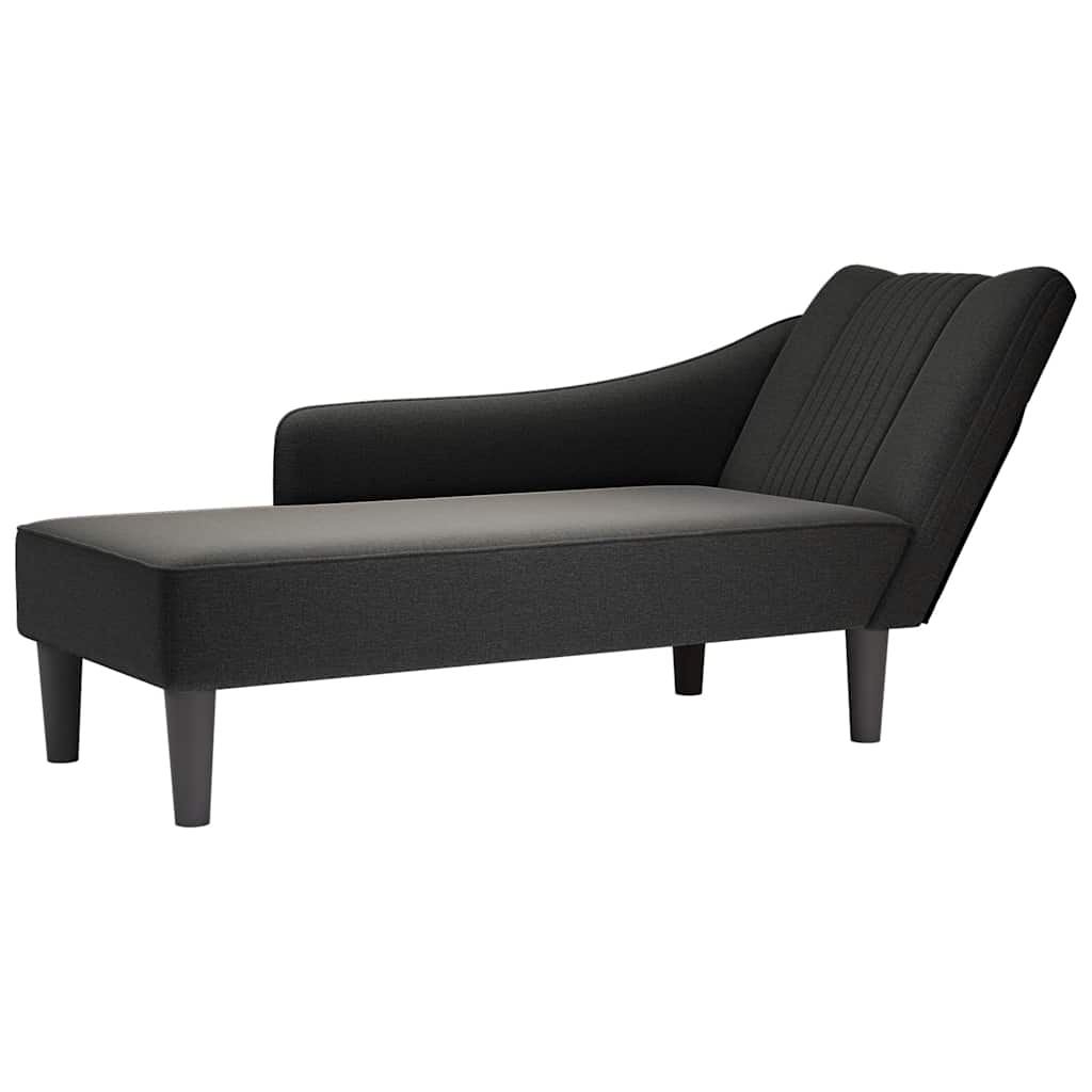 vidaXL Sezlong cu cotieră dreaptă din material negru vidaXL Sezlong cu cotieră dreaptă din material negru