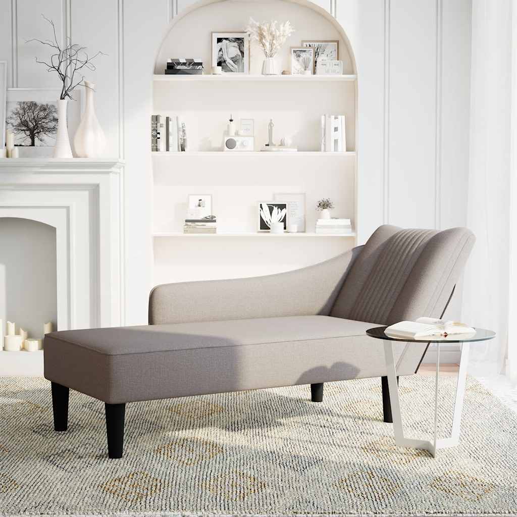vidaXL Sezlong cu cotieră dreaptă din material taupe vidaXL Sezlong cu cotieră dreaptă din material taupe