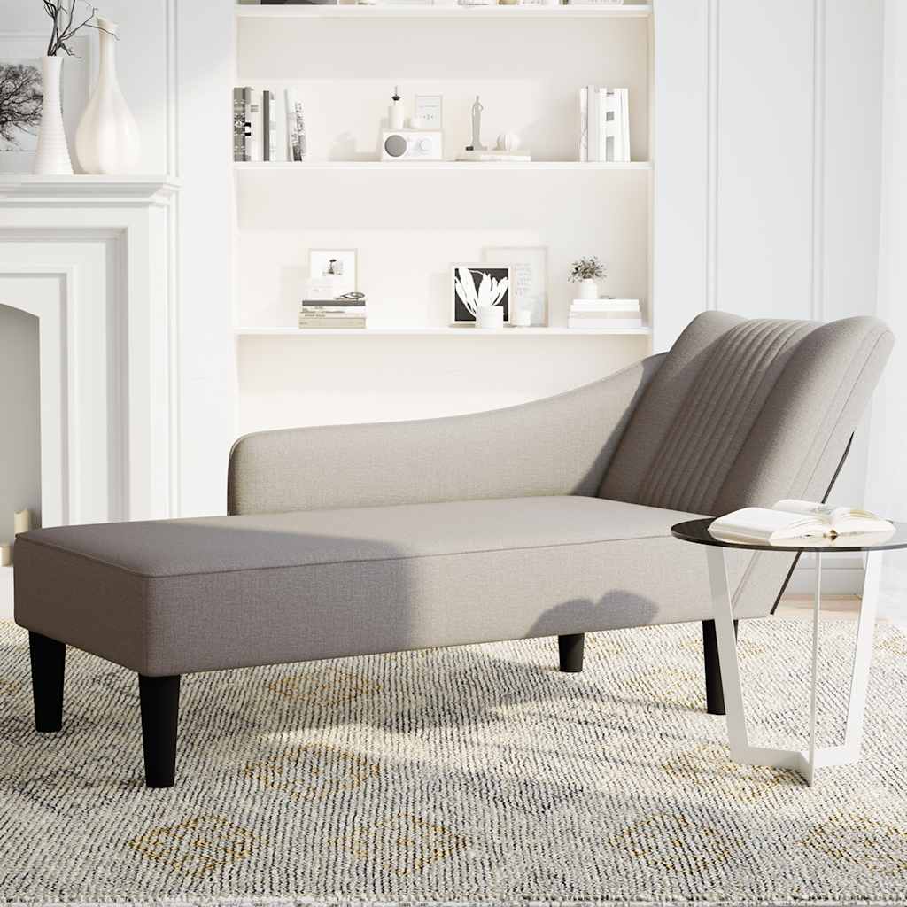 vidaXL Sezlong cu cotieră dreaptă din material taupe vidaXL Sezlong cu cotieră dreaptă din material taupe