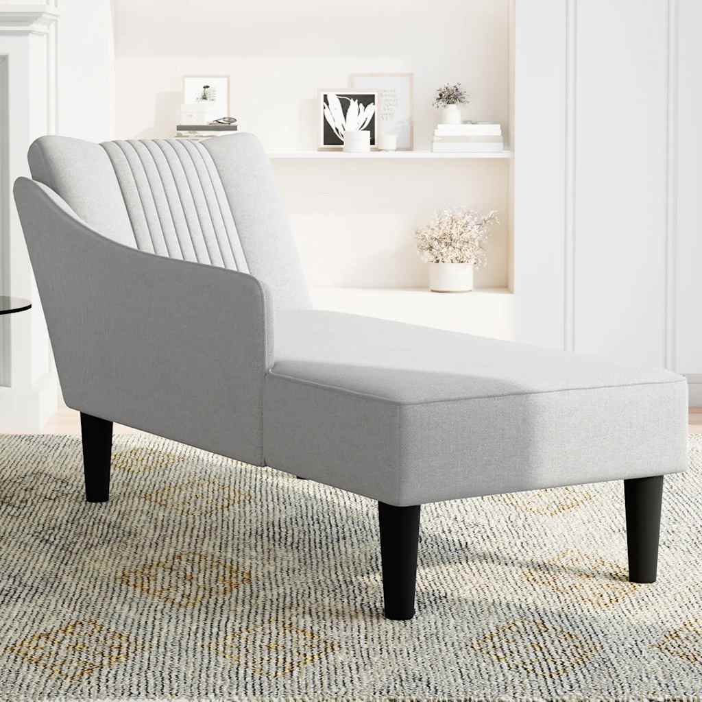 vidaXL Sezlong cu cotieră dreaptă din material gri nor vidaXL Sezlong cu cotieră dreaptă din material gri nor