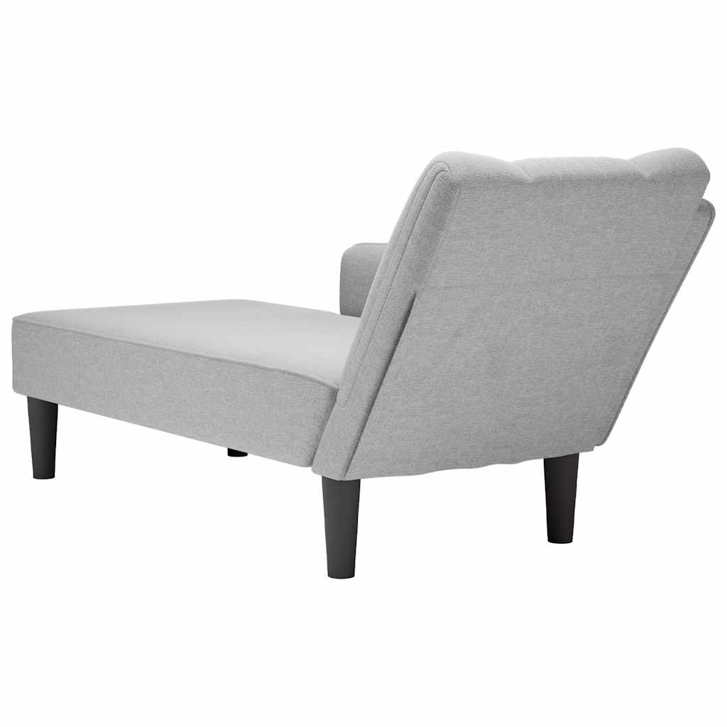vidaXL Sezlong cu cotieră dreaptă din material gri nor vidaXL Sezlong cu cotieră dreaptă din material gri nor