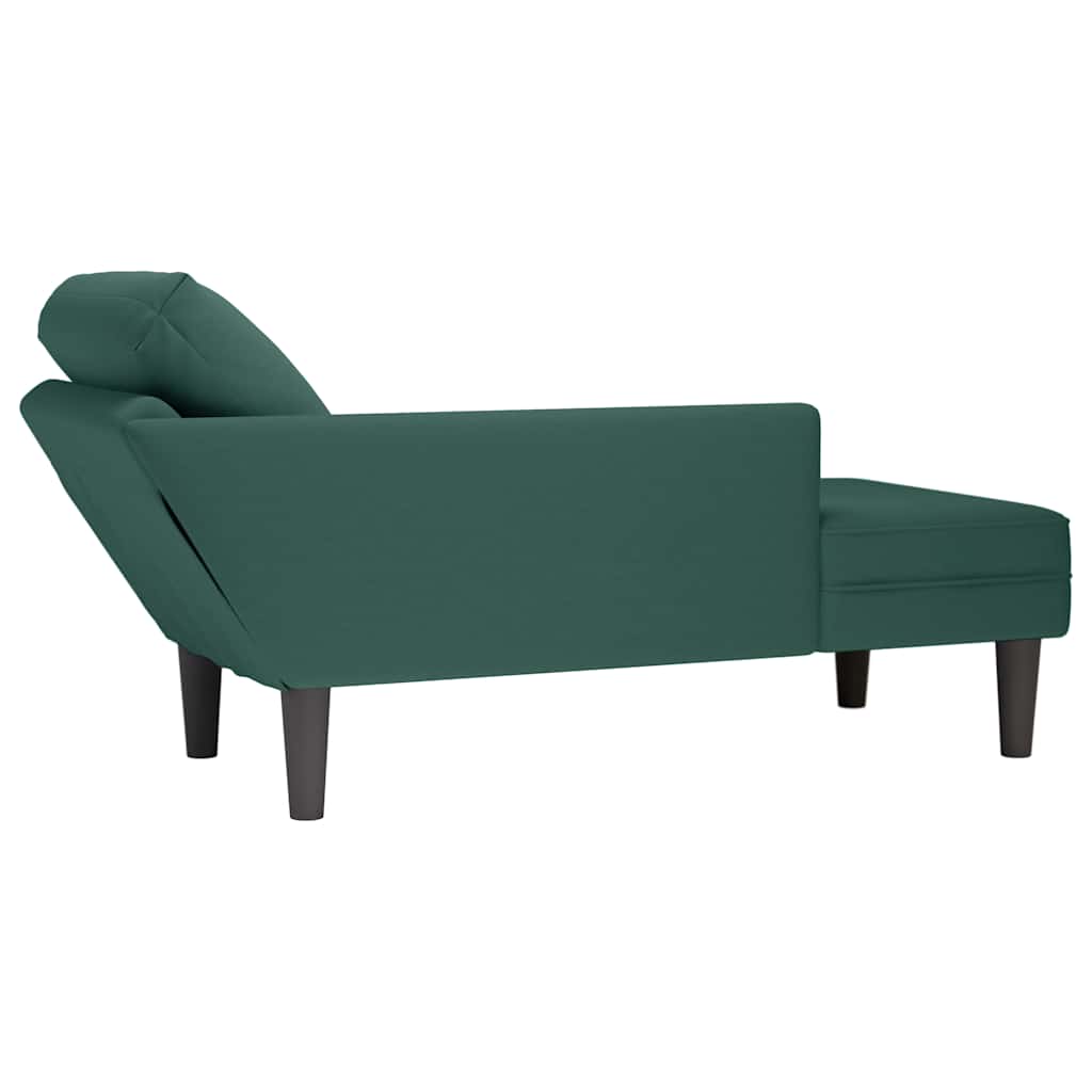 vidaXL Șezlong cu pernă și cotieră dreapta, verde închis, catifea vidaXL Șezlong cu pernă și cotieră dreapta, verde închis, catifea