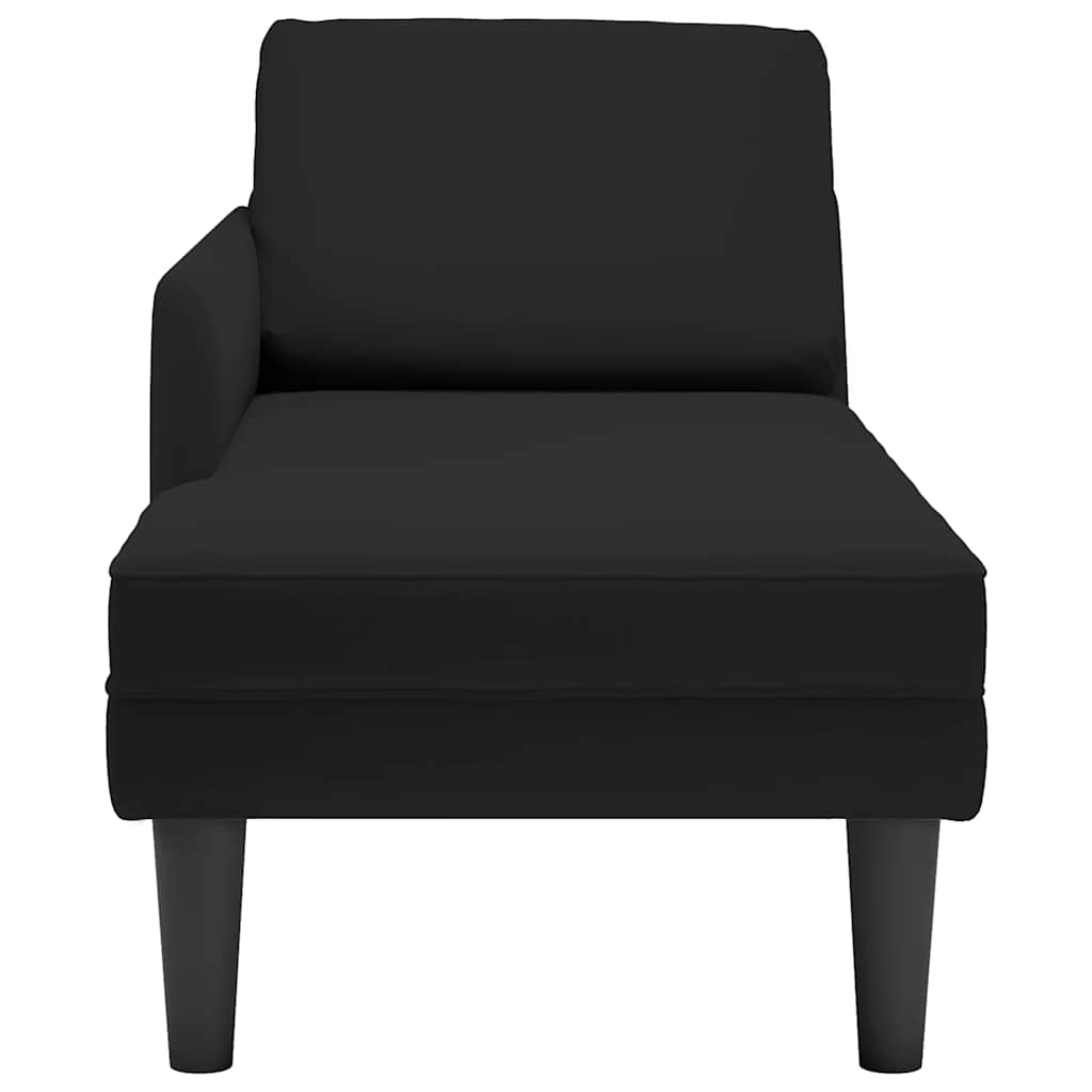 vidaXL Șezlong cu pernă și cotieră dreaptă, negru, catifea vidaXL Șezlong cu pernă și cotieră dreaptă, negru, catifea