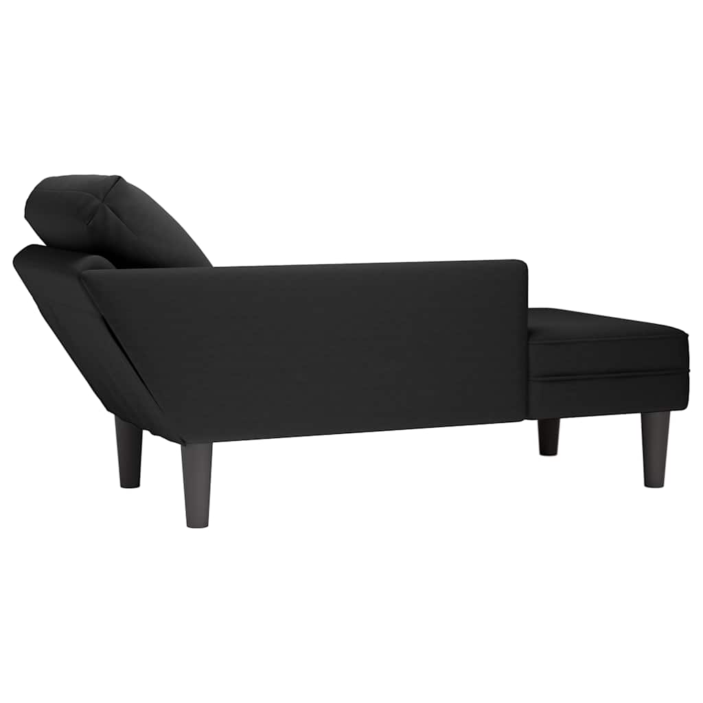 vidaXL Șezlong cu pernă și cotieră dreaptă, negru, catifea vidaXL Șezlong cu pernă și cotieră dreaptă, negru, catifea