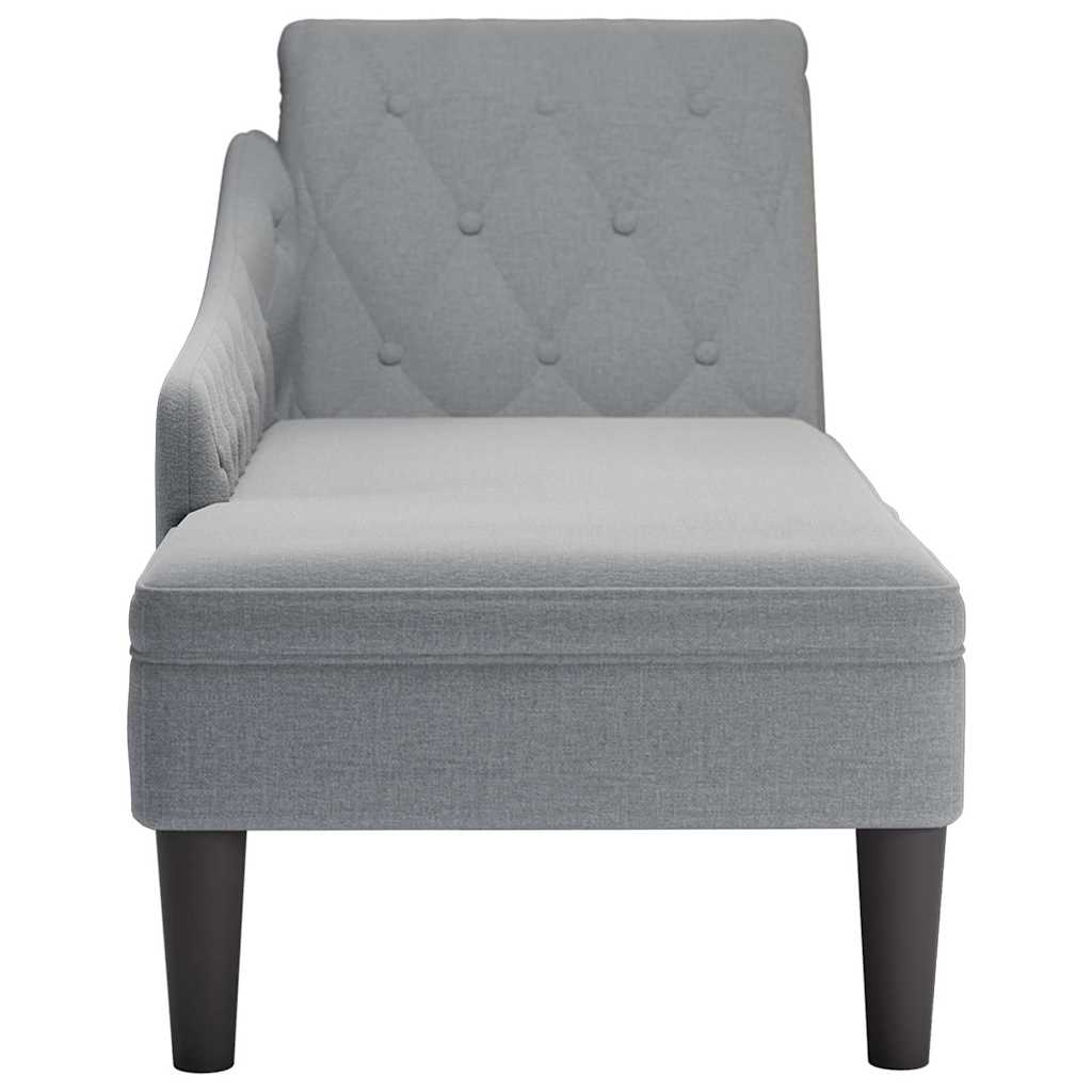 vidaXL Șezlong cu pernă și cotieră dreaptă, gri deschis, textil vidaXL Șezlong cu pernă și cotieră dreaptă, gri deschis, textil