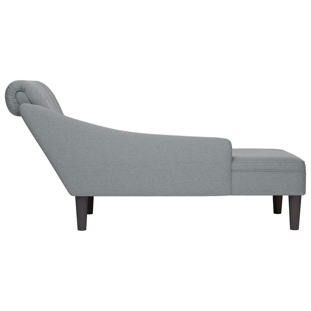 vidaXL Șezlong cu pernă și cotieră dreaptă, gri deschis, textil vidaXL Șezlong cu pernă și cotieră dreaptă, gri deschis, textil