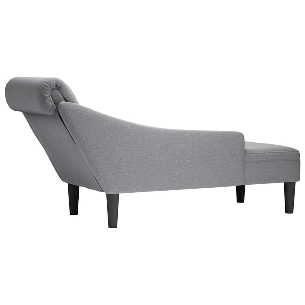 vidaXL Șezlong cu pernă și cotieră dreaptă, gri deschis, textil vidaXL Șezlong cu pernă și cotieră dreaptă, gri deschis, textil