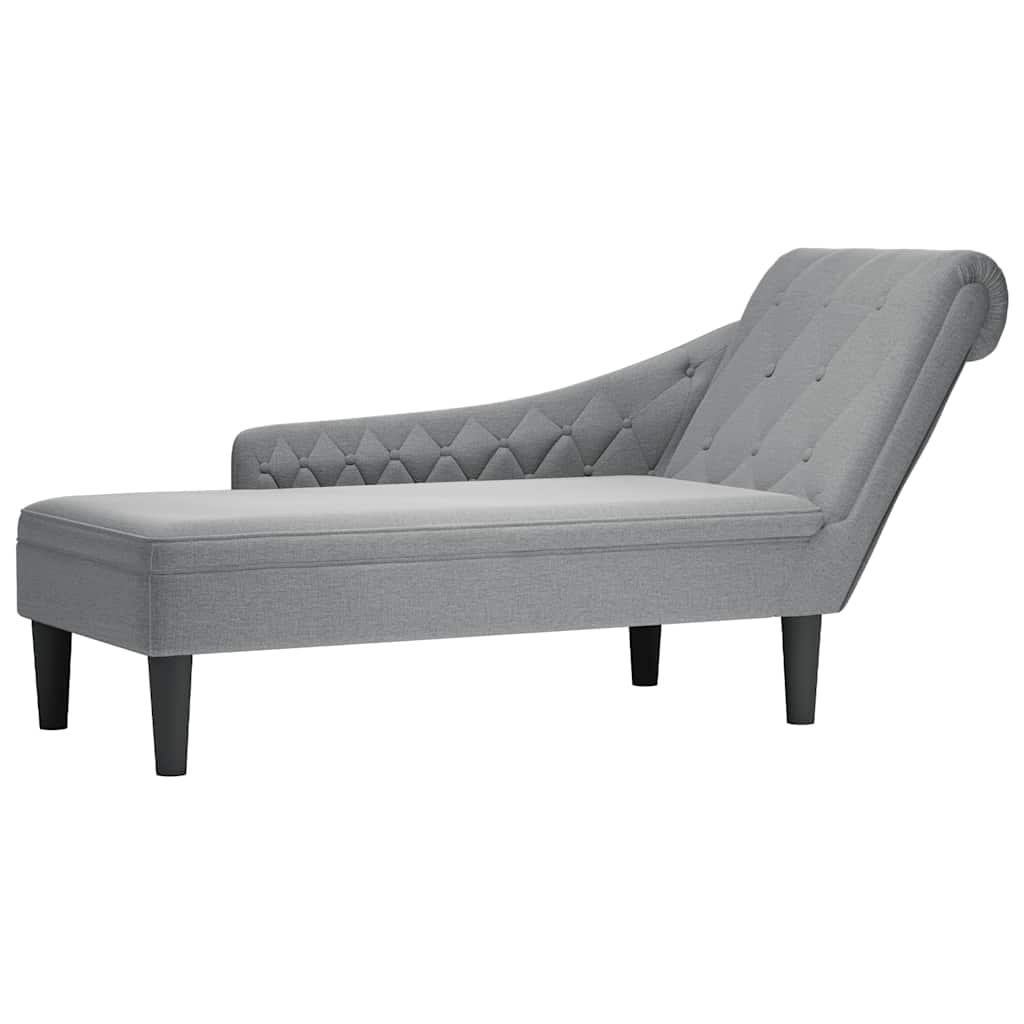 vidaXL Șezlong cu pernă și cotieră dreaptă, gri deschis, textil vidaXL Șezlong cu pernă și cotieră dreaptă, gri deschis, textil