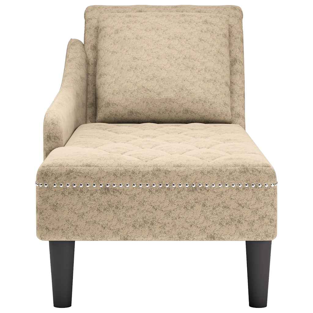 vidaXL Șezlong cu pernă și cotieră dreaptă gri deschis piele ecologică
