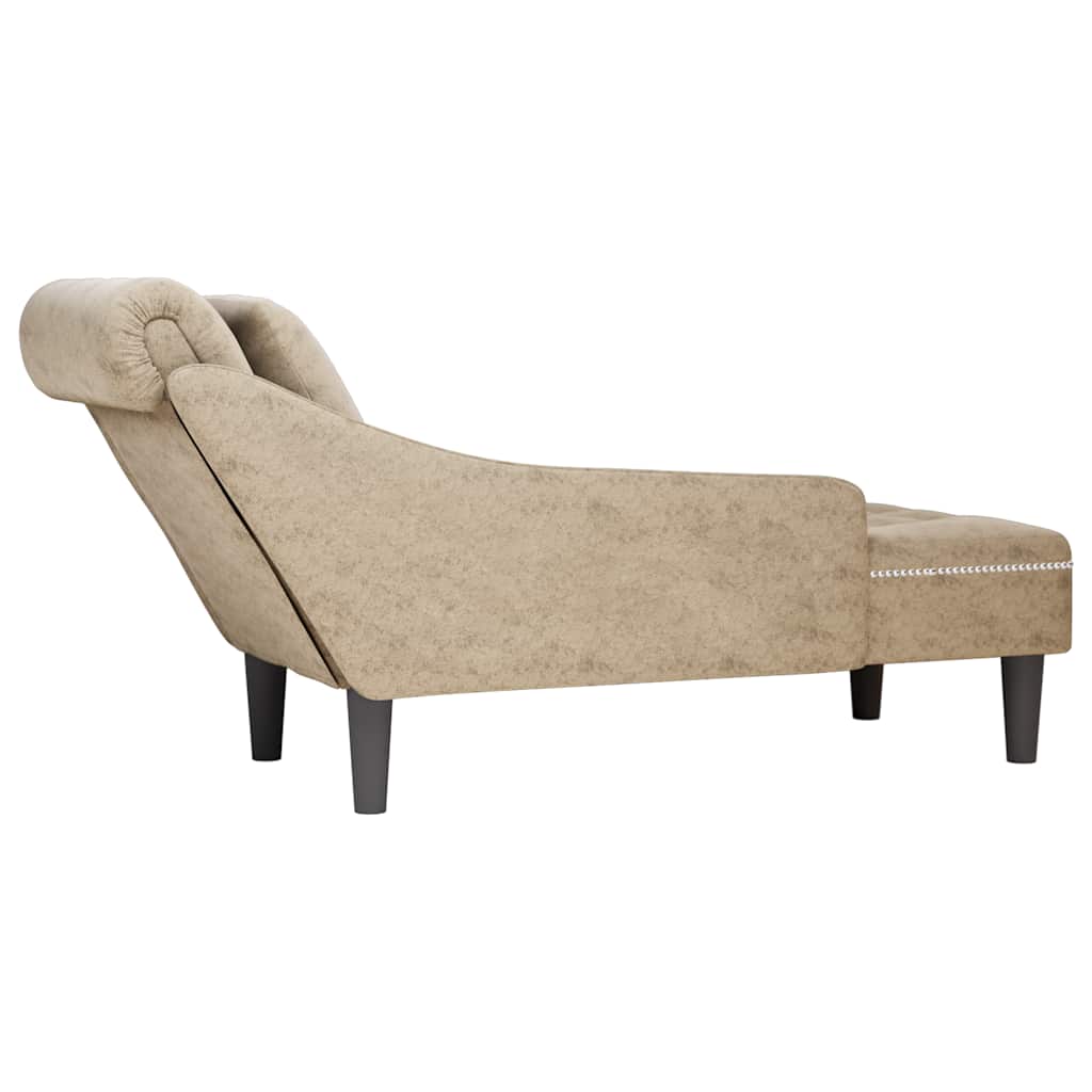 vidaXL Șezlong cu pernă și cotieră dreaptă gri deschis piele ecologică