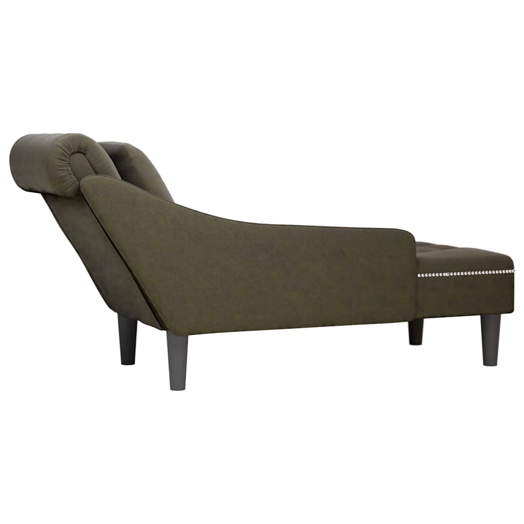 vidaXL Șezlong cu pernă și cotieră dreaptă, verde kaki piele ecologică vidaXL Șezlong cu pernă și cotieră dreaptă, verde kaki piele ecologică