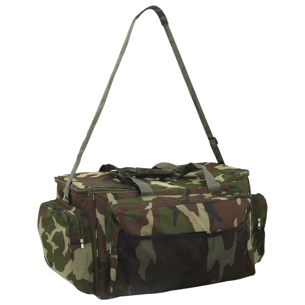 vidaXL Geantă de pescuit, verde camuflaj, țesătură oxford impermeabilă vidaXL Geantă de pescuit, verde camuflaj, țesătură oxford impermeabilă