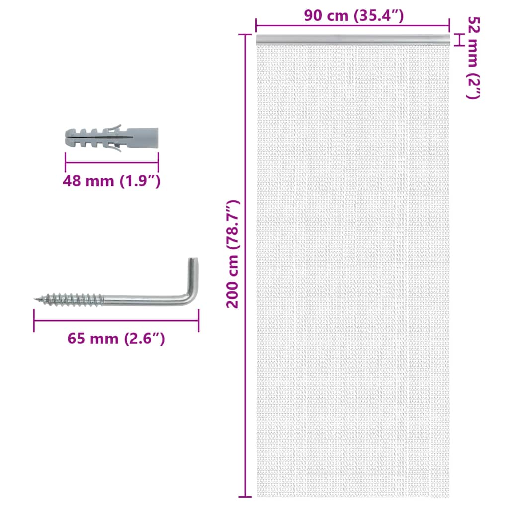 vidaXL Paravan de ușă cu lanț, 90x200 cm, aluminiu vidaXL Paravan de ușă cu lanț, 90x200 cm, aluminiu