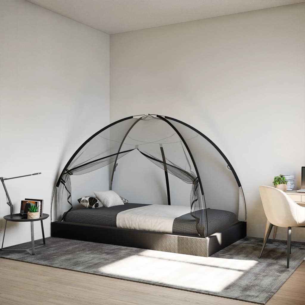 vidaXL Plasa țânțari Mongolia cu uși, 220 ochiuri negru 200x120x130 cm vidaXL Plasa țânțari Mongolia cu uși, 220 ochiuri negru 200x120x130 cm