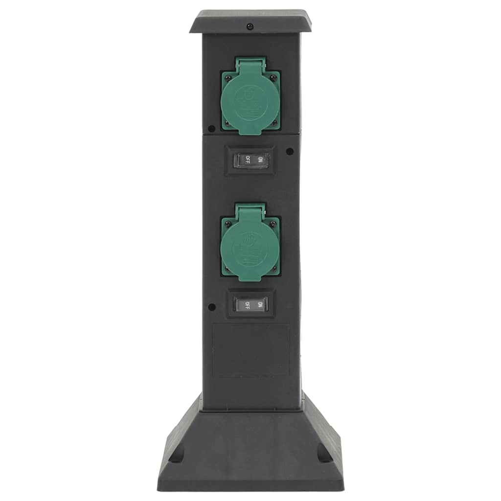 vidaXL Coloană priză de exterior cu 4 căi, negru/verde, 16x16x39,5 cm vidaXL Coloană priză de exterior cu 4 căi, negru/verde, 16x16x39,5 cm