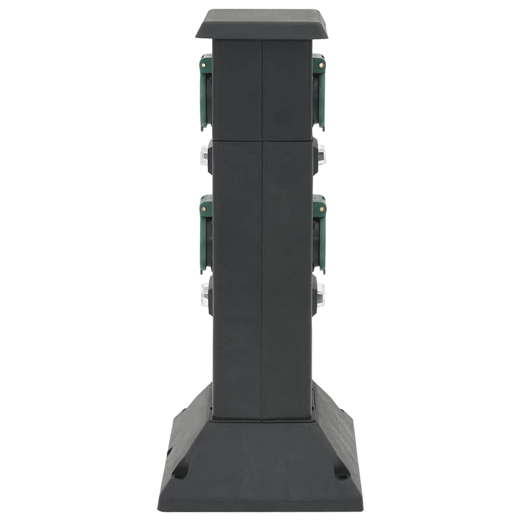 vidaXL Coloană priză de exterior cu 4 căi, negru/verde, 16x16x39,5 cm vidaXL Coloană priză de exterior cu 4 căi, negru/verde, 16x16x39,5 cm