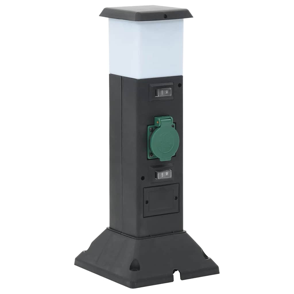 vidaXL Coloană priză de exterior cu lampă/țăruș, 2 căi, 16x16x39,5 cm vidaXL Coloană priză de exterior cu lampă/țăruș, 2 căi, 16x16x39,5 cm