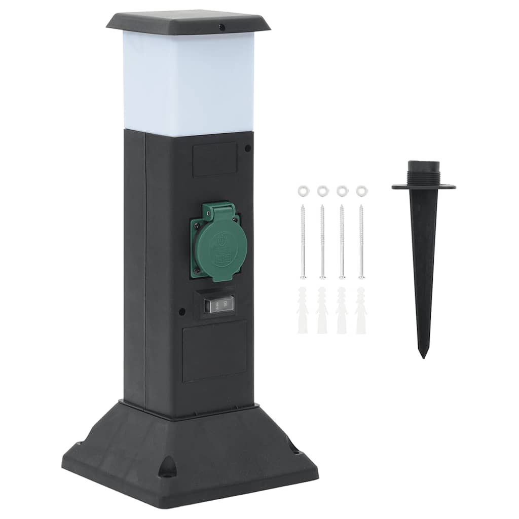 vidaXL Coloană priză de exterior cu lampă/țăruș, 2 căi, 16x16x39,5 cm vidaXL Coloană priză de exterior cu lampă/țăruș, 2 căi, 16x16x39,5 cm