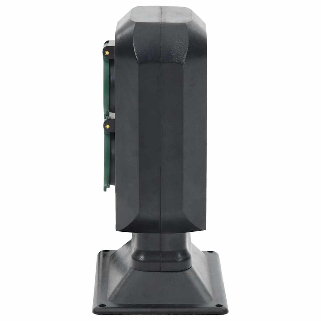 vidaXL Priză de exterior cu țăruș și 2 căi, negru/verde, 15,5x11x24 cm vidaXL Priză de exterior cu țăruș și 2 căi, negru/verde, 15,5x11x24 cm