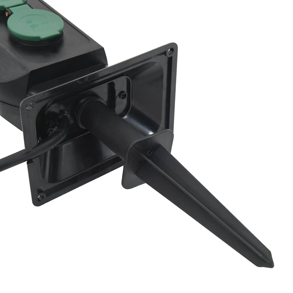 vidaXL Priză de exterior cu țăruș și 2 căi, negru/verde, 15,5x11x24 cm vidaXL Priză de exterior cu țăruș și 2 căi, negru/verde, 15,5x11x24 cm