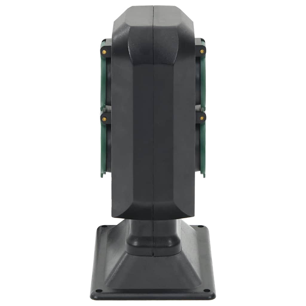 vidaXL Priză de exterior cu țăruș și 4 căi, negru/verde, 15,5x11x24 cm vidaXL Priză de exterior cu țăruș și 4 căi, negru/verde, 15,5x11x24 cm