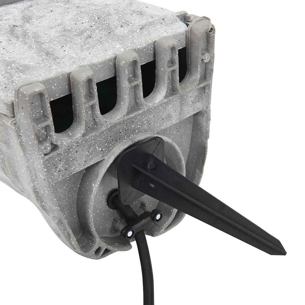 vidaXL Priză de exterior cu țăruș și 4 căi, gri aspect piatră vidaXL Priză de exterior cu țăruș și 4 căi, gri aspect piatră