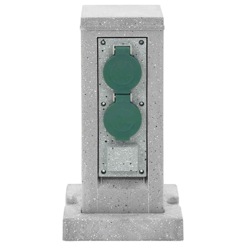 vidaXL Priză de exterior cu țăruș și 4 căi, gri piatră, 16x16x29,5 cm vidaXL Priză de exterior cu țăruș și 4 căi, gri piatră, 16x16x29,5 cm