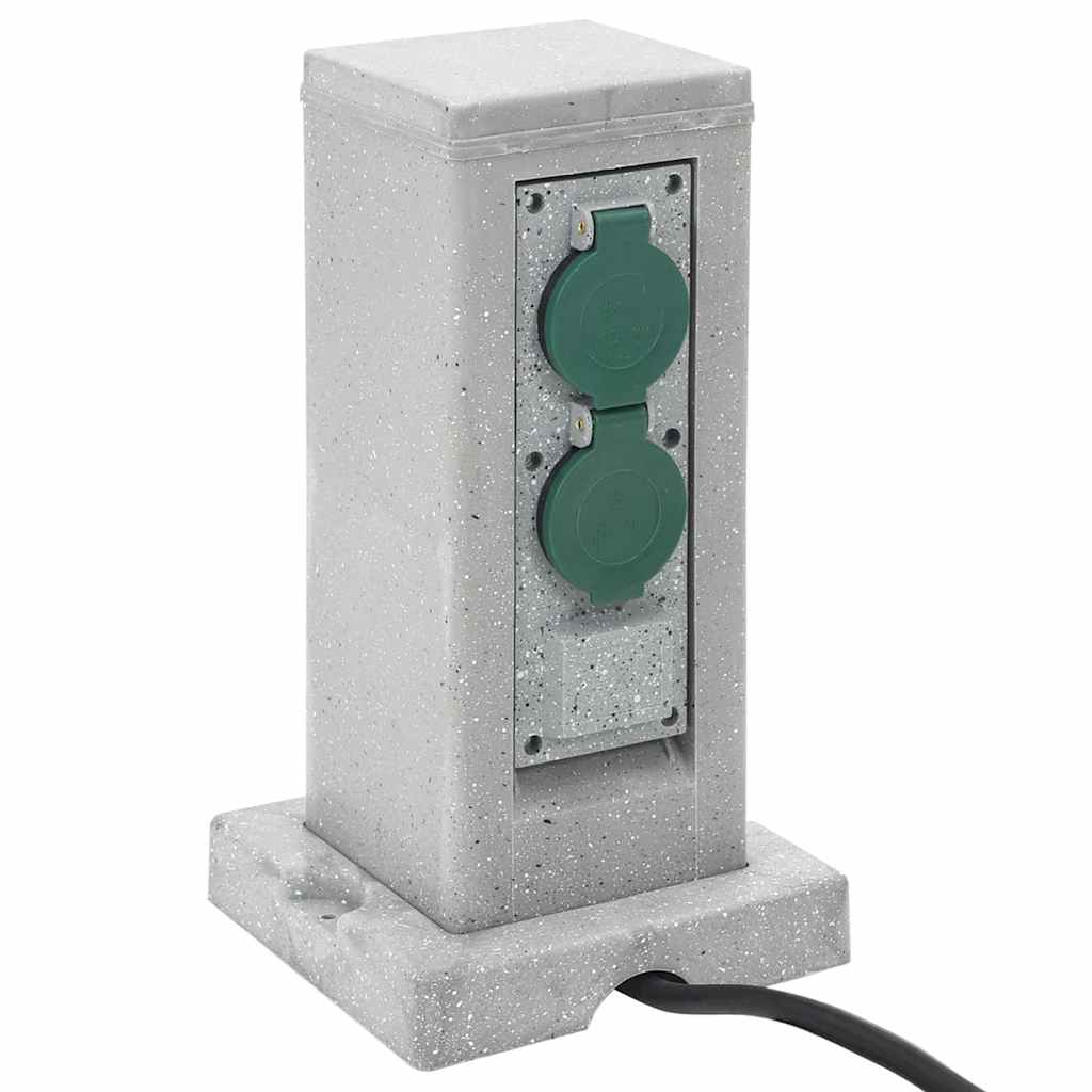 vidaXL Priză de exterior cu țăruș și 4 căi, gri piatră, 16x16x29,5 cm vidaXL Priză de exterior cu țăruș și 4 căi, gri piatră, 16x16x29,5 cm