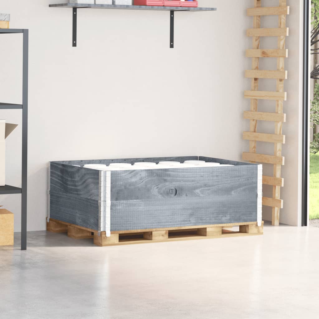 vidaXL Rame pentru paleți, 2 buc., gri, 120x80 cm, lemn masiv de pin vidaXL Rame pentru paleți, 2 buc., gri, 120x80 cm, lemn masiv de pin