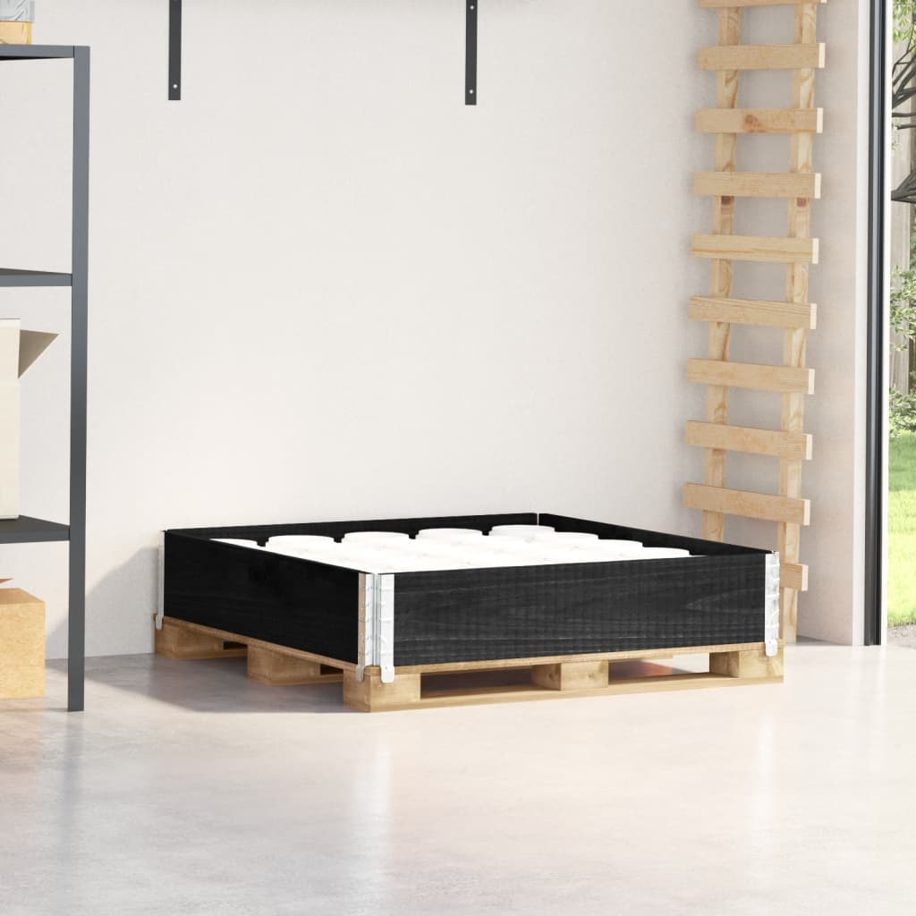 vidaXL Ramă pentru paleți, negru, 100x100 cm, lemn masiv pin vidaXL Ramă pentru paleți, negru, 100x100 cm, lemn masiv pin