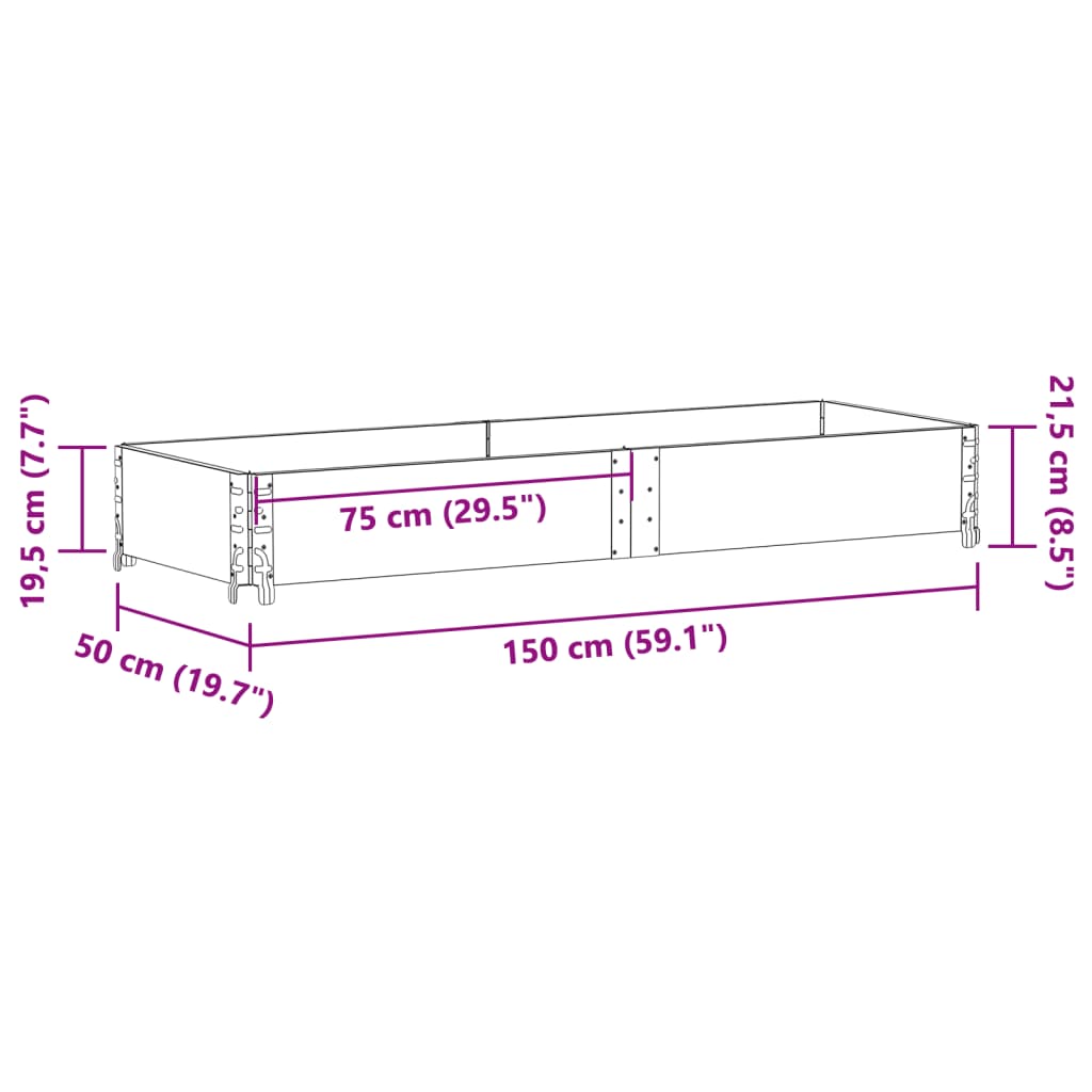 vidaXL Ramă pentru paleți, gri, 150x50 cm, lemn masiv de pin vidaXL Ramă pentru paleți, gri, 150x50 cm, lemn masiv de pin