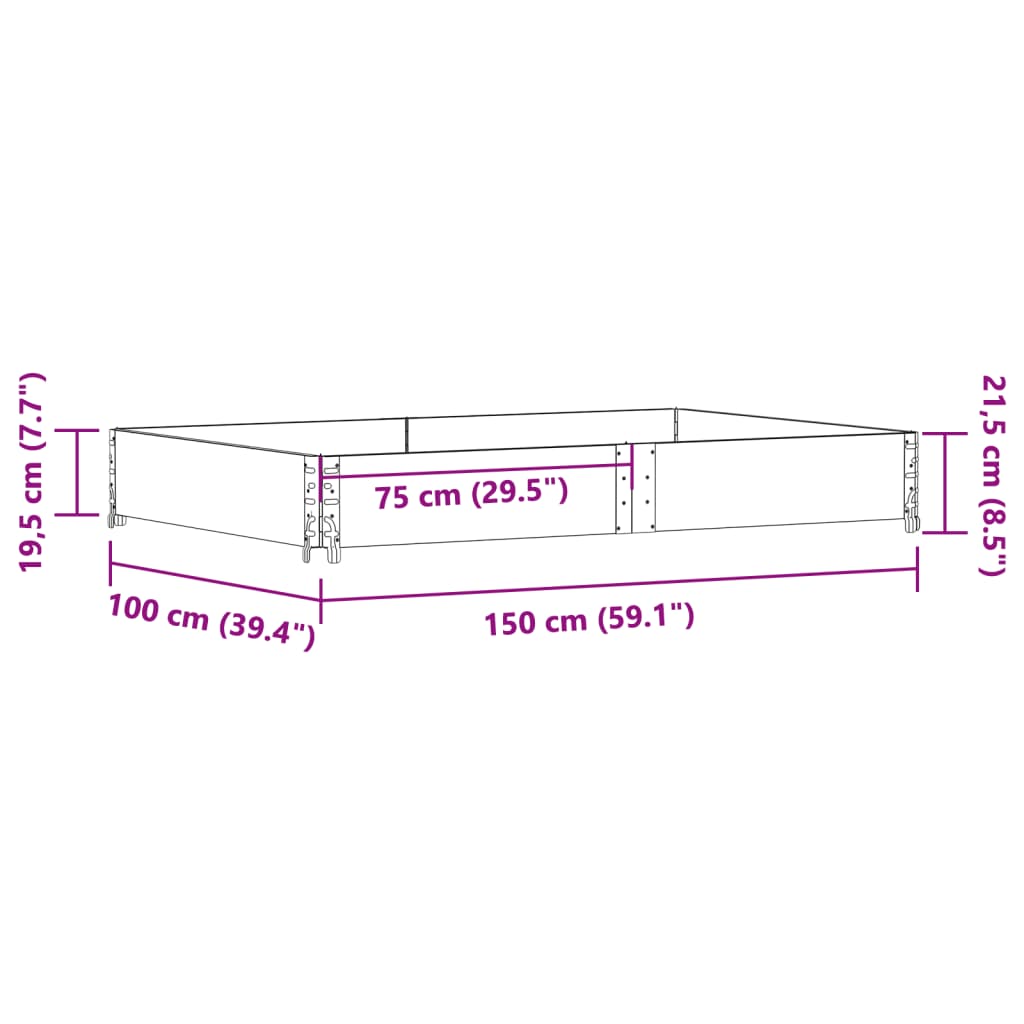vidaXL Ramă pentru paleți, negru, 150x100 cm, lemn masiv pin vidaXL Ramă pentru paleți, negru, 150x100 cm, lemn masiv pin