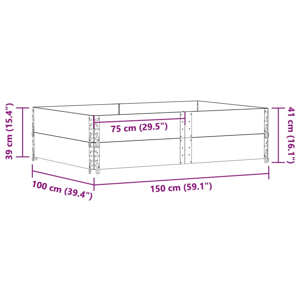 vidaXL Rame pentru paleți, 2 buc., 150x100 cm, lemn masiv de pin vidaXL Rame pentru paleți, 2 buc., 150x100 cm, lemn masiv de pin