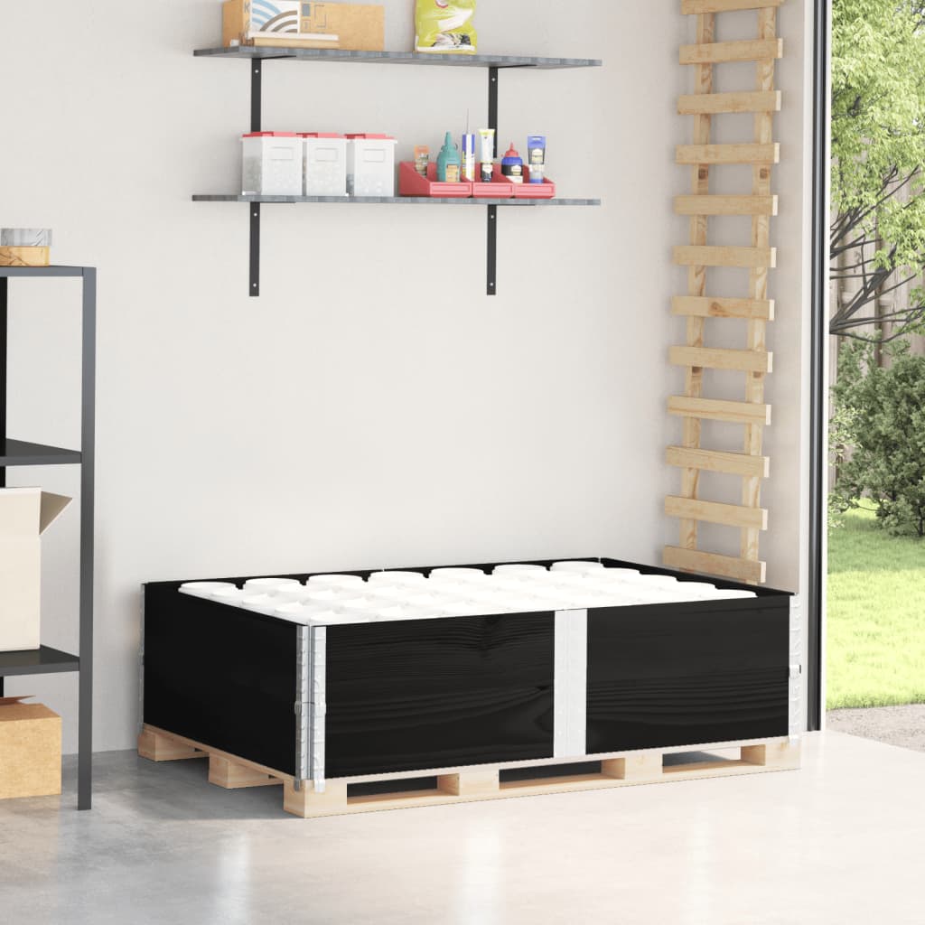 vidaXL Rame pentru paleți, 2 buc., negru, 150x100 cm, lemn masiv pin vidaXL Rame pentru paleți, 2 buc., negru, 150x100 cm, lemn masiv pin
