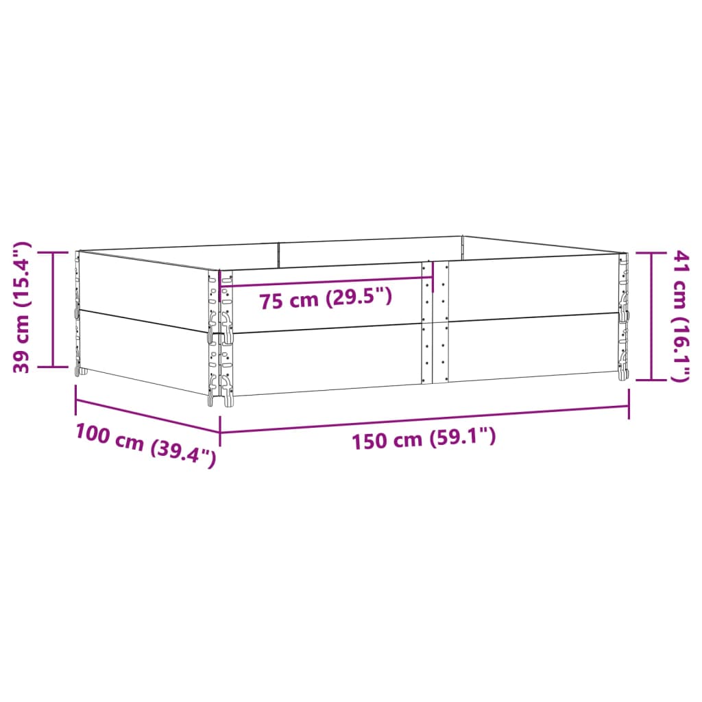 vidaXL Rame pentru paleți 2 buc. gri 150x100 cm lemn masiv de pin vidaXL Rame pentru paleți 2 buc. gri 150x100 cm lemn masiv de pin