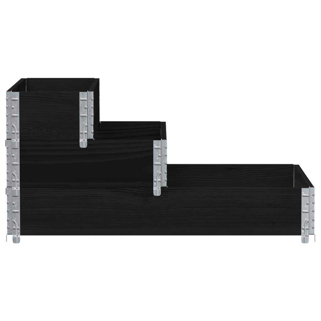 vidaXL Strat înălțat cu 3 niveluri, negru, 120x80 cm, lemn masiv pin