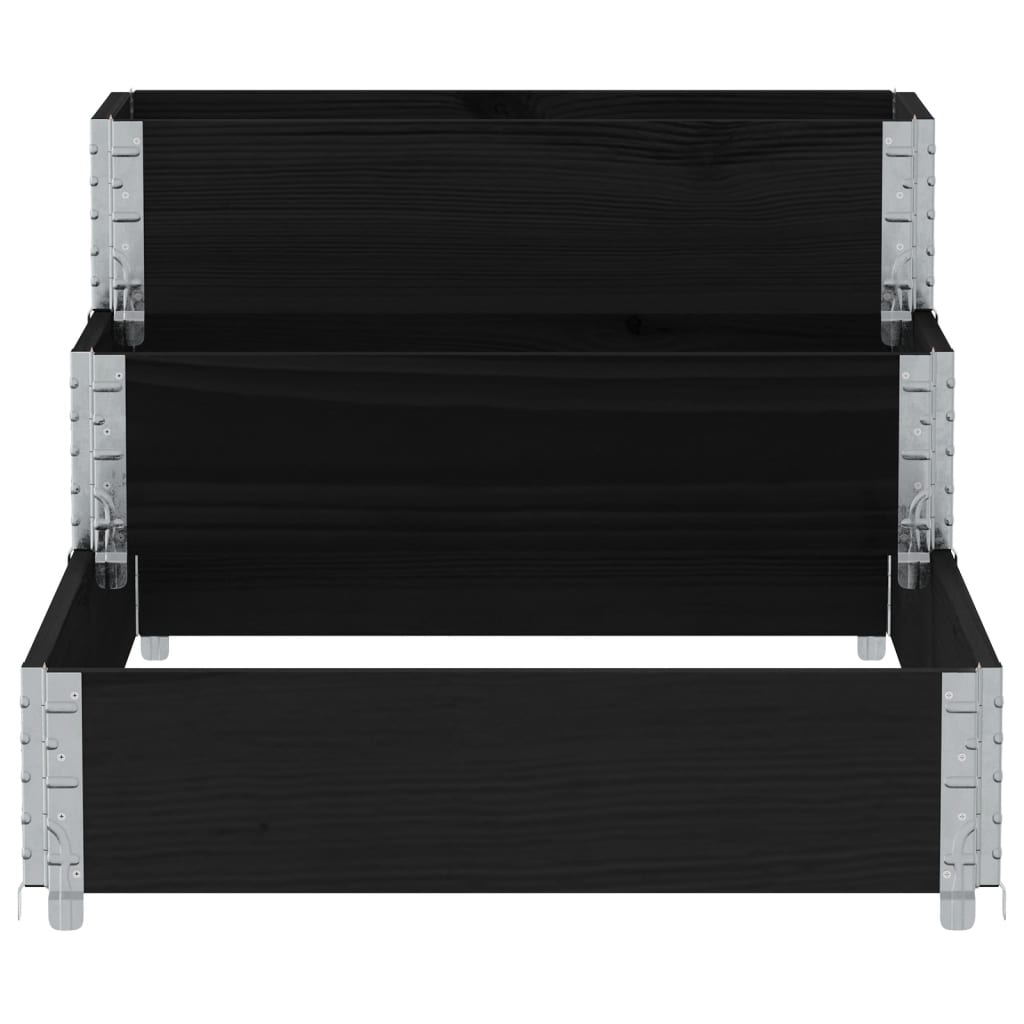 vidaXL Strat înălțat cu 3 niveluri, negru, 120x80 cm, lemn masiv pin
