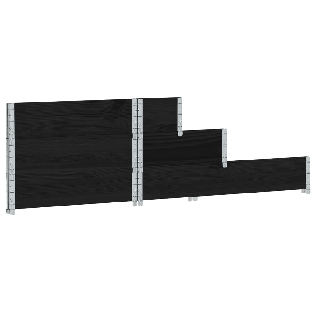 vidaXL Strat înălțat cu 3 niveluri, negru, 120x80 cm, lemn masiv pin