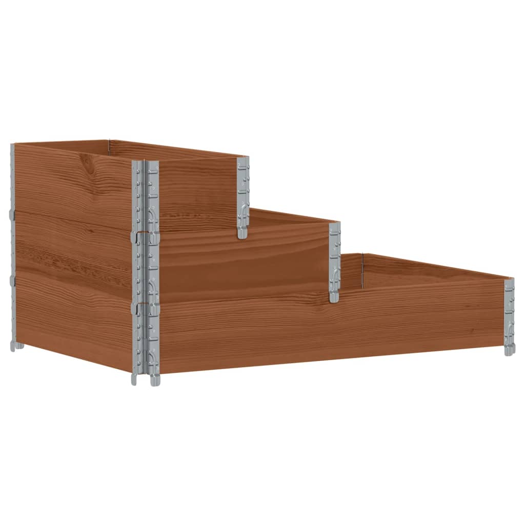 vidaXL Strat înălțat cu 3 niveluri, maro, 120x80 cm, lemn masiv pin