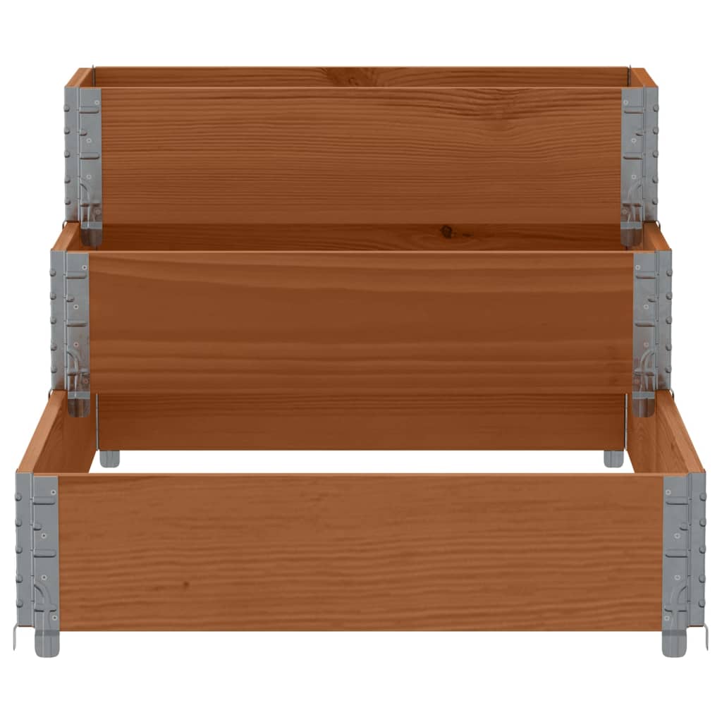 vidaXL Strat înălțat cu 3 niveluri, maro, 120x80 cm, lemn masiv pin