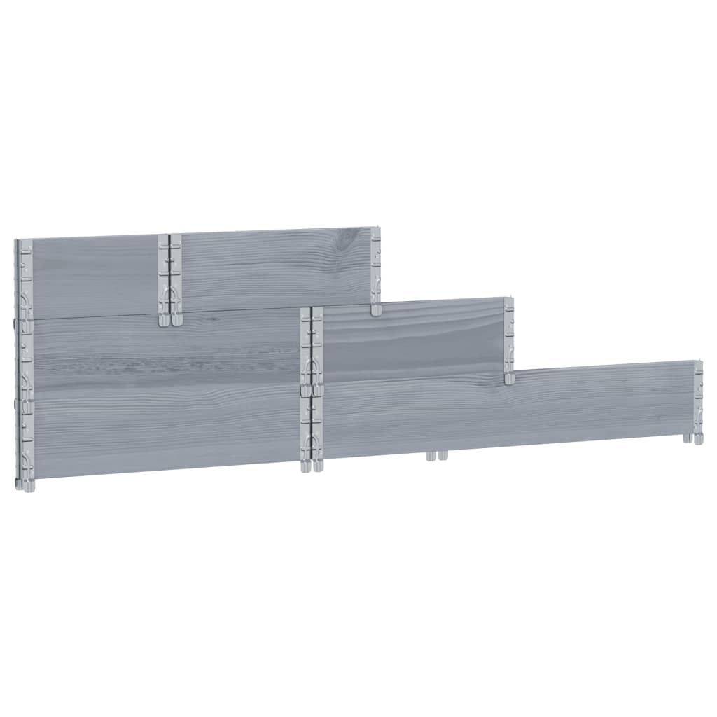 vidaXL Strat înălțat cu 3 niveluri, gri, 120x80 cm, lemn masiv pin