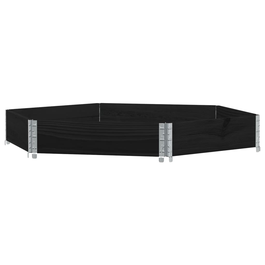 vidaXL Strat înălțat, negru, 160x160 cm, lemn masiv pin, hexagon vidaXL Strat înălțat, negru, 160x160 cm, lemn masiv pin, hexagon